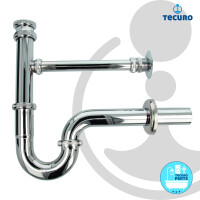 tecuro Röhrengeruchsverschluss mit Leckwasseranschluss 1 1/4 Zoll Ø 32 mm - Messing verchromt