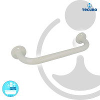 tecuro Wannengriff 250 mm - Messing weiß (RAL 9010) - Ø 25 mm Rohr mit runden Rosetten