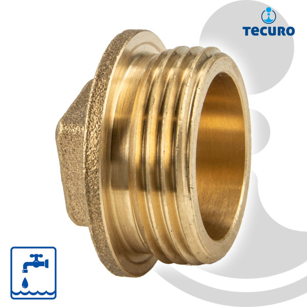 2x Messing Stopfen 1 Zoll Mit Gummiring - Verschlussstopfen Für Wasserleitungen