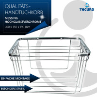 tecuro Handtuchkorb offen 260 x 150 x190 mm, Messing hochglanzverchromt