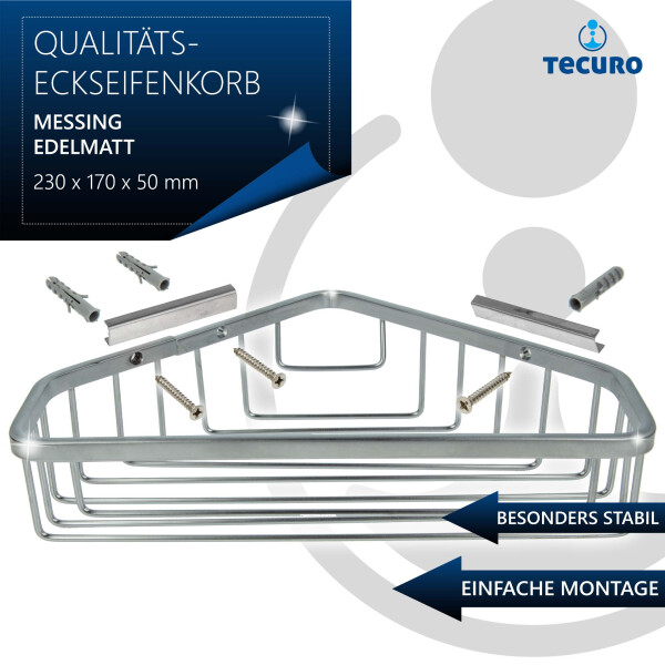 tecuro Eck-Seifenkorb geschlossen 230 x 170 x 50 mm, Messing edelmatt