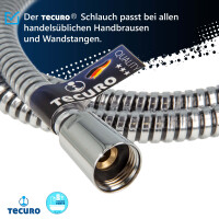 tecuro Brauseschlauch ROYAL, 1/2 Zoll Drehkonusmutter x 1/2 Zoll Rändelmutter, metalleffekt, Trinkwasser-Konform, KTW BWGL, DIN EN 1113