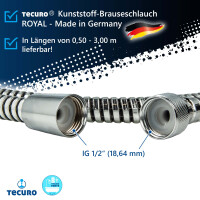 tecuro Brauseschlauch ROYAL, 1/2 Zoll Drehkonusmutter x 1/2 Zoll Rändelmutter, metalleffekt, Trinkwasser-Konform, KTW BWGL, DIN EN 1113