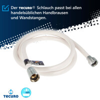 tecuro Brauseschlauch EASY 1/2 Zoll Drehkonusmutter x 1/2 Zoll Rändelmutter, weiß/chrom, Trinkwasser-Konform, KTW BWGL, DIN EN 1113