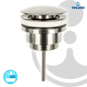 tecuro Pop Up Ablaufgarnitur 1 1/4 Zoll, mit Druckverschlussfunktion, Edelstahl gebürstet