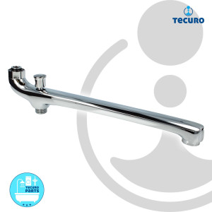 tecuro S-Auslauf mit Schlauchanschluss, schwere Bauform, Länge 300 mm, Messing verchromt