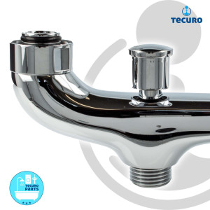 tecuro S-Auslauf mit Schlauchanschluss, schwere Bauform, Länge 300 mm, Messing verchromt
