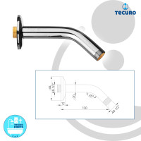 tecuro Universal 45° Brausearm Ø 20 mm für Kopfbrausen Länge 150 mm, chrom