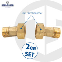 JS Wasserzähler Verschraubungen 1 1/2 Zoll Überwurfmutter x 1 1/4 Zoll AG - 2-er Set