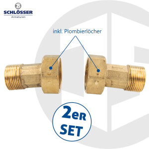 JS Wasserzähler Verschraubungen 2 1/2 Zoll Überwurfmutter x 2 Zoll AG - 2-er Set