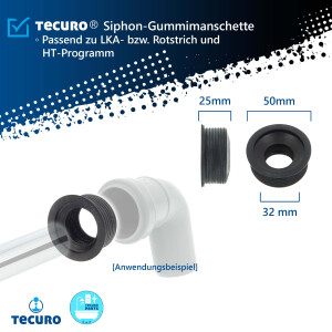 Gummimanschette für Abflussrohr Außen Ø 50 mm x Innen Ø 30 - 32 mm