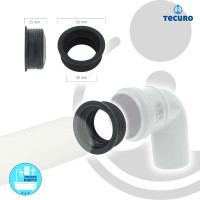 tecuro Siphon-Gummimanschette für Abflussrohr Außen Ø 50 mm x Innen Ø 40 mm