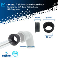tecuro Siphon-Gummimanschette für Abflussrohr Außen Ø 50 mm x Innen Ø 40 mm