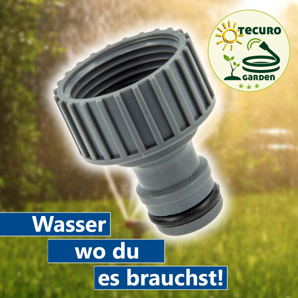 Hahnanschlussstück mit Steckkupplung und 3/4 Zoll Innengewinde - PVC-Grau