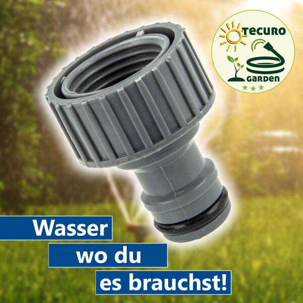 Hahnanschlussstück mit Steckkupplung und 1/2 Zoll Innengewinde - PVC-Grau