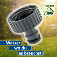 Hahnanschlussstück mit Steckkupplung und 1 Zoll Innengewinde - PVC-Grau