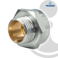 tecuro Reduzierverlängerung Außengewinde G 3/8 Zoll x Innengewinde Rp 1/2 Zoll, Messing verchromt