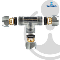 tecuro Quetschverschraubung, T-Stück, für Ø 8 mm Kupferrohr, Messing verchromt