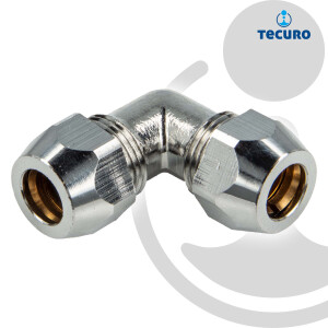 tecuro Quetschverschraubung, Winkel 90°, für Ø 10 mm Kupferrohr, Messing verchromt