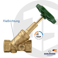 JS Freistromventil Rp 3/4 Zoll (DN 20) Schrägsitzventil DVGW mit steigender Spindel Typ 1505 - Muffenanschluss