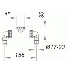 Dallmer Waschgeräte-Doppelanschluss, 1 Zoll - 140128