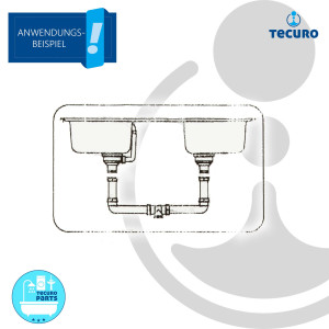 tecuro Ablaufverbindung mit Höhenausgleich für Doppel-Spülbecken,  extra lang