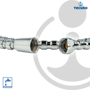 tecuro Glieder-Metall-Brauseschlauch 50 cm, Messing glanzverchromt