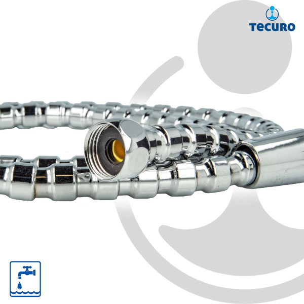 tecuro Glieder-Metall-Brauseschlauch 75 cm, Messing glanzverchromt