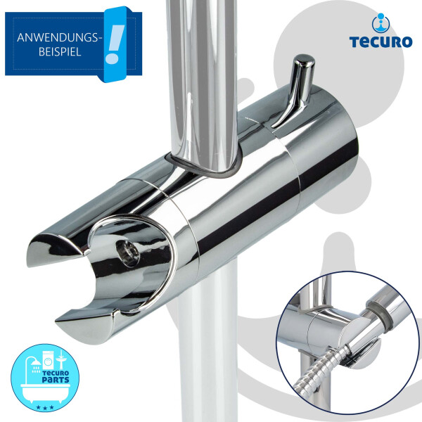tecuro Design-Brausehalter für Wandstange Ø 25 mm Kunststoff verchromt