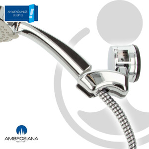 AMBROSIANA Brausehalter für Handbrause / Duschkopf - mit Saugnapf-Halterung - Kunststoff hochglanzverchromt