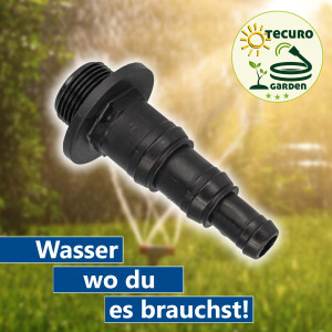 tecuro Durchführung 3/4 Zoll AG x Schlauchtülle Ø 12/19/25 mm - PP schwarz