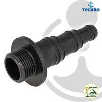 tecuro Durchführung 1 Zoll AG x Schlauchtülle Ø 12/19/25 mm - PP schwarz