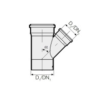 HT Abzweig einfach Ø 50/50 x 67°, mit 2 Steckmuffen