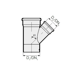 HT Abzweig einfach Ø 40/40 x 45°, mit 2 Steckmuffen