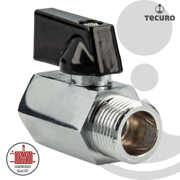 tecuro MINI Kugelhahn Innengewinde Rp 1/2 Zoll x Außengewinde R 1/2 Zoll,  Messing verchromt