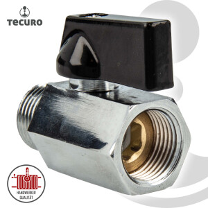 tecuro MINI Kugelhahn Innengewinde Rp 1/2 Zoll x Außengewinde R 1/2 Zoll,  Messing verchromt