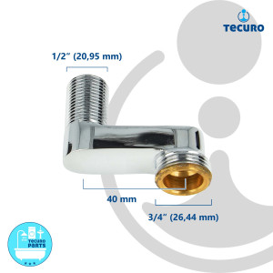 tecuro S-Anschluss versetzt um 40 mm, für Wandarmaturen, 2-er Set