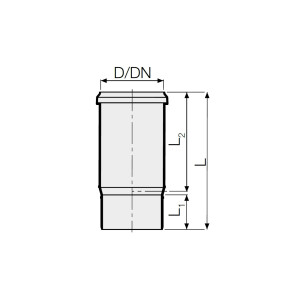 HT Langmuffe Ø 50 mm x 225 mm (L² 170 mm), mit einseitiger Steckmuffe