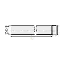 HT Rohr Ø 75 x 1000 mm, mit einseitiger Steckmuffe und Gummidichtung