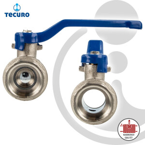 tecuro Kugelhahn, beidseitig Innengewinde Rp 1 1/2 Zoll (DN 40) Stahlhebel lang, Messing vernickelt