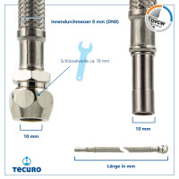 tecuro DN 8 Verbindungsschlauch QV x Stutzen für Sanitärinstallation KTW-A- DVGW
