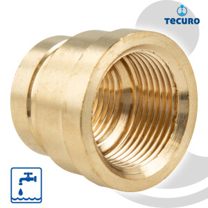 tecuro Muffe reduziert, beidseitig Innengewinde Rp 3/8 x 1/4 Zoll, Messing blank CW617N