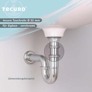 tecuro Tauchrohr Bördelrohr Ø 32 x 200 mm für Siphon Geruchsverschluss, Edelstahl verchromt