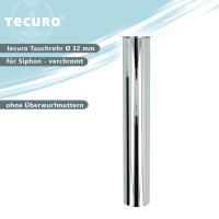 tecuro Tauchrohr Bördelrohr Ø 32 x 200 mm für Siphon Geruchsverschluss, Edelstahl verchromt