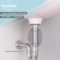 tecuro Tauchrohr Bördelrohr Ø 32 x 300 mm für Siphon Geruchsverschluss, Edelstahl verchromt