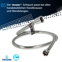 tecuro Metall Agraff Brauseschlauch 1,25 m, doppelt gewickelt, hochglanzverchromt