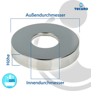 tecuro Schubrosette (1) Ø 32 mm x Ø 80 mm x Höhe 15 mm, Messing verchromt