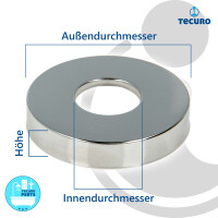 tecuro Schubrosette (1) Ø 32 mm x Ø 80 mm x Höhe 15 mm, Messing verchromt