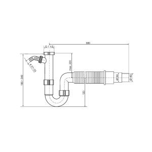SANIT Rohrgeruchverschluss G1 1/2x40/50 flexibel Schlauch und Geräteanschluss
