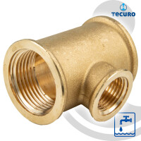 tecuro T-Stück allseitig Innengewinde Rp 1/2 x 3/8 x 1/2 Zoll, MS-blank CW617N